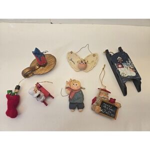 Mixed Lot of 7 Vintage Christmas Ornaments Various Styles ~3"
